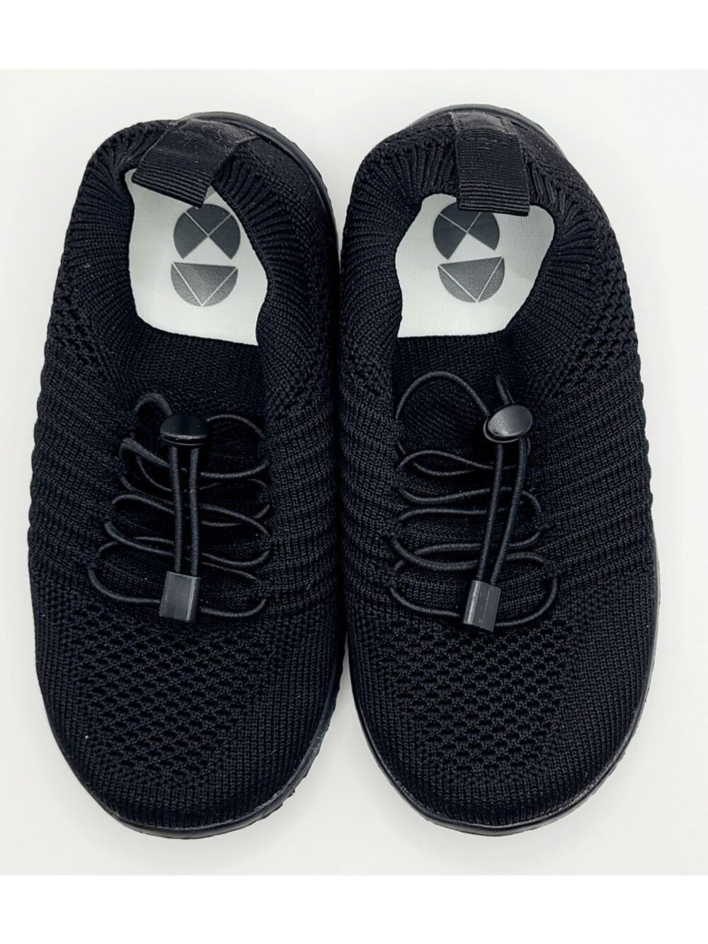 Kids Slip On Black Shoes Unisex Breathable Knit Elastic Drawstring Size 10 Youth